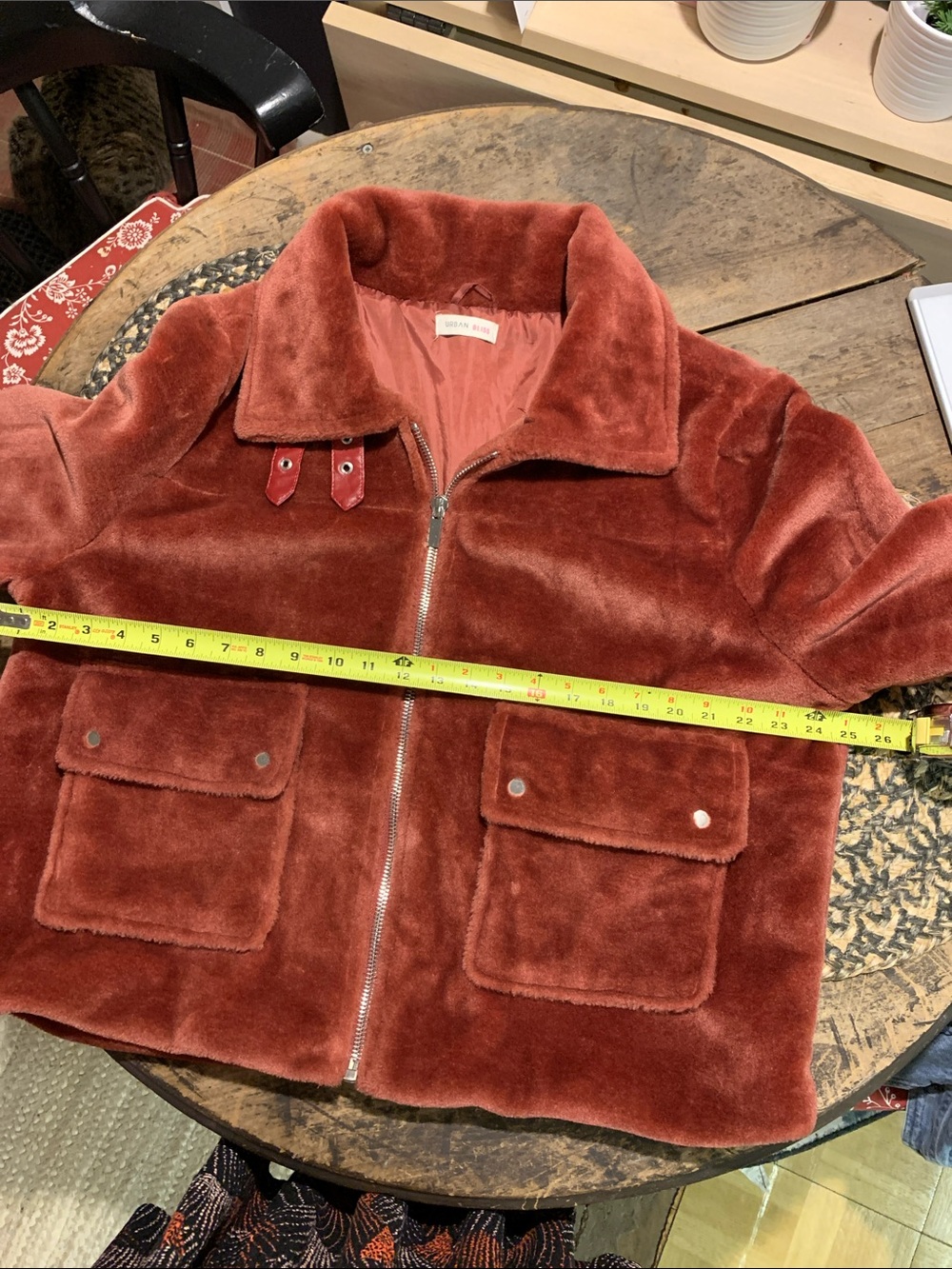 ASOS Curve Reddish Brown Plush Bomber Jacket - Picture 2 of 14
